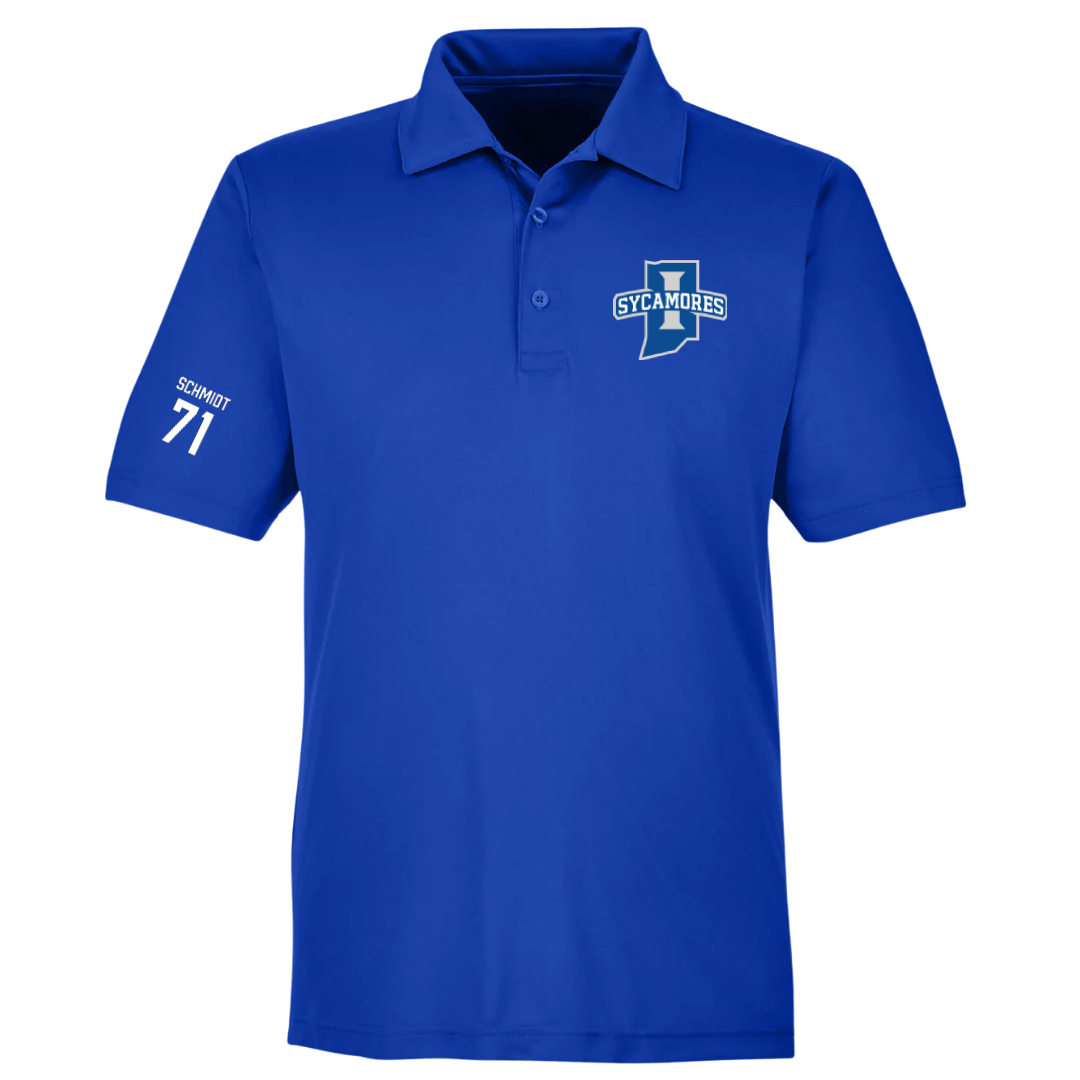 Indiana State University Football Blue Polo - #71 Carter Schmidt