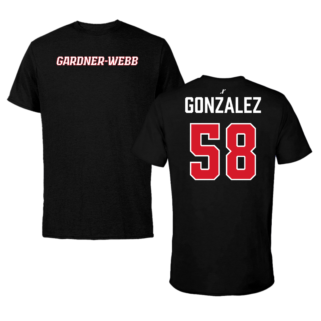 Gardner-Webb University Football Black Tee - #58 Jose Gonzalez
