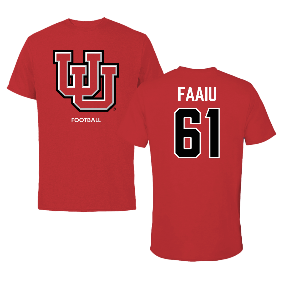 University of Utah Football Red Tee - #61 Kolinu'u Faaiu