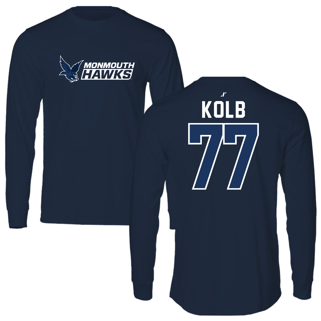Monmouth University Lacrosse Navy General Performance Long Sleeve - #77 Dougie Kolb