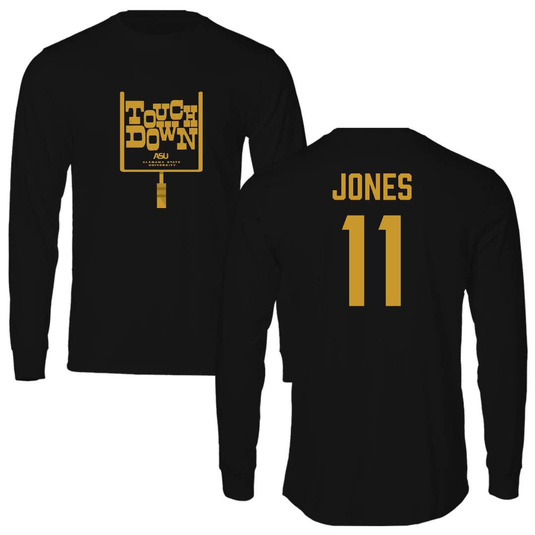 Alabama State University Football Black Touchdown Performance Long Sleeve - #11 Jalen Jones