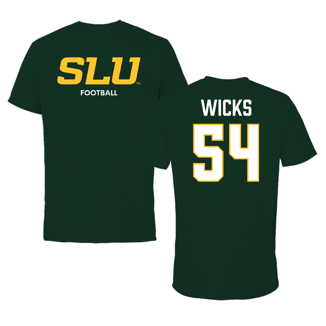 Southeastern Louisiana University Football Forest Green Tee - #54 Brockhim Wicks