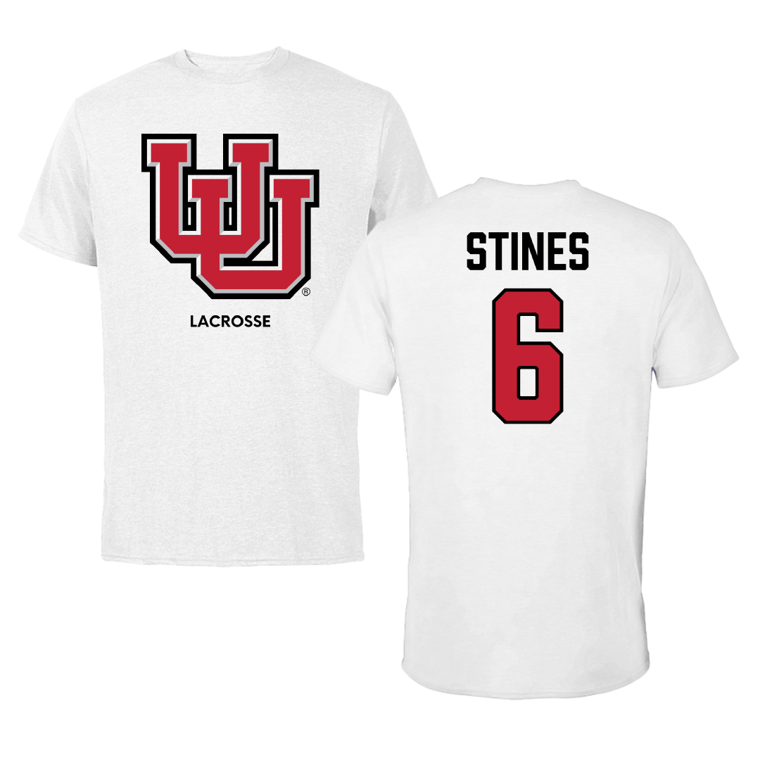University of Utah Lacrosse (M) White Performance Tee - #6 Ryan Stines