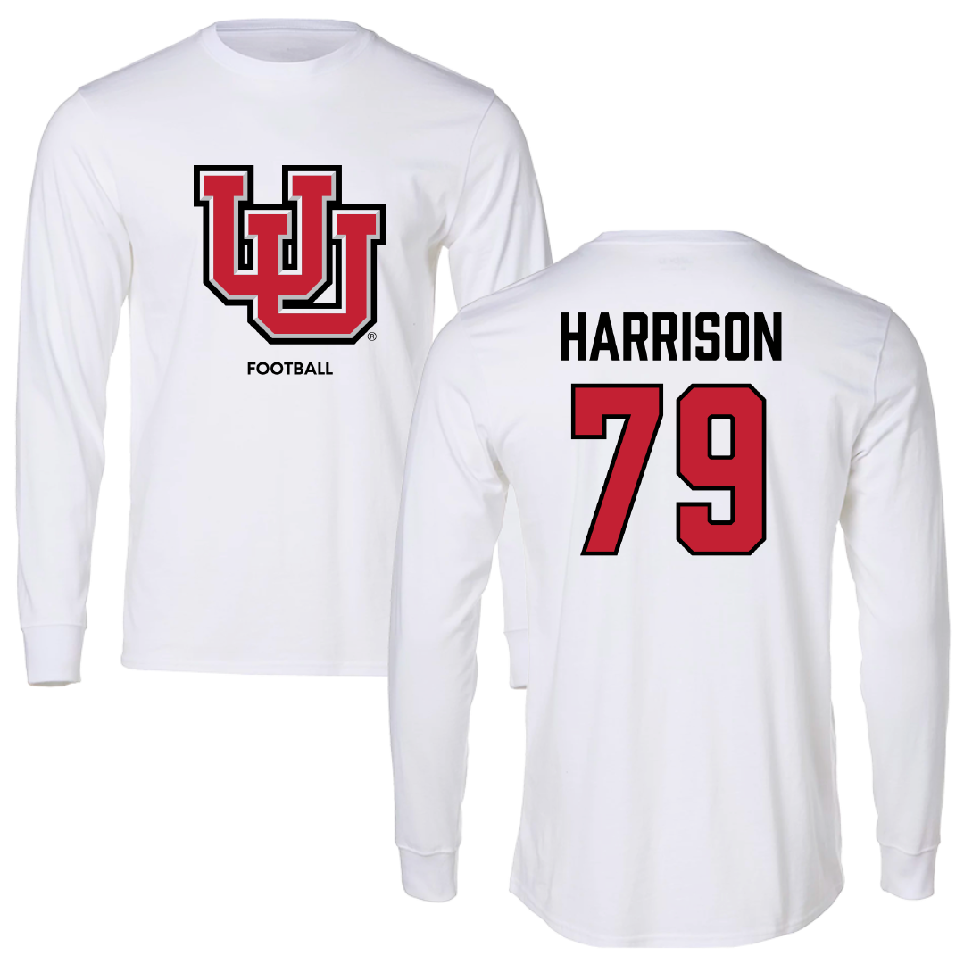 University of Utah Football White Block Performance Long Sleeve - #79 Alex Harrison
