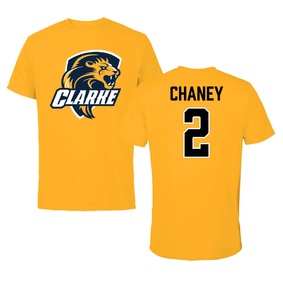 Clarke University Basketball (M) Gold Tee - #2 Rob Chaney