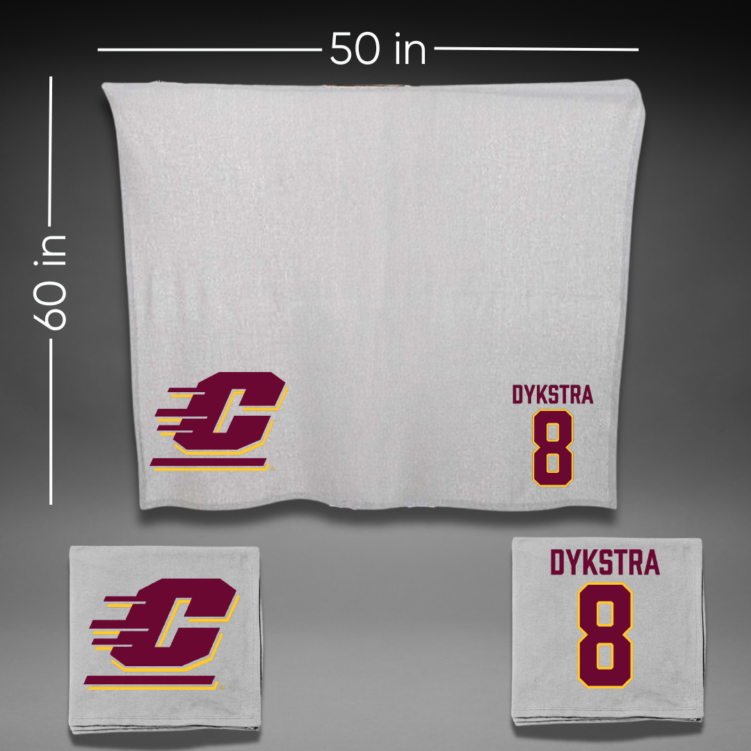 Central Michigan University Soccer Gray Blanket - #8 Ella Dykstra