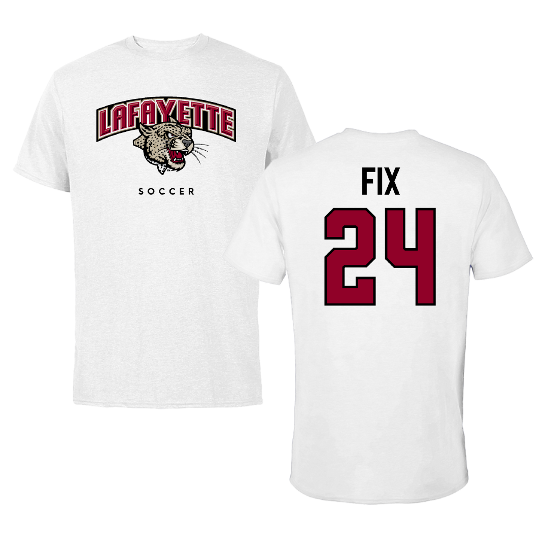 Lafayette College Soccer (W) White Performance Tee - #24 Ava Fix