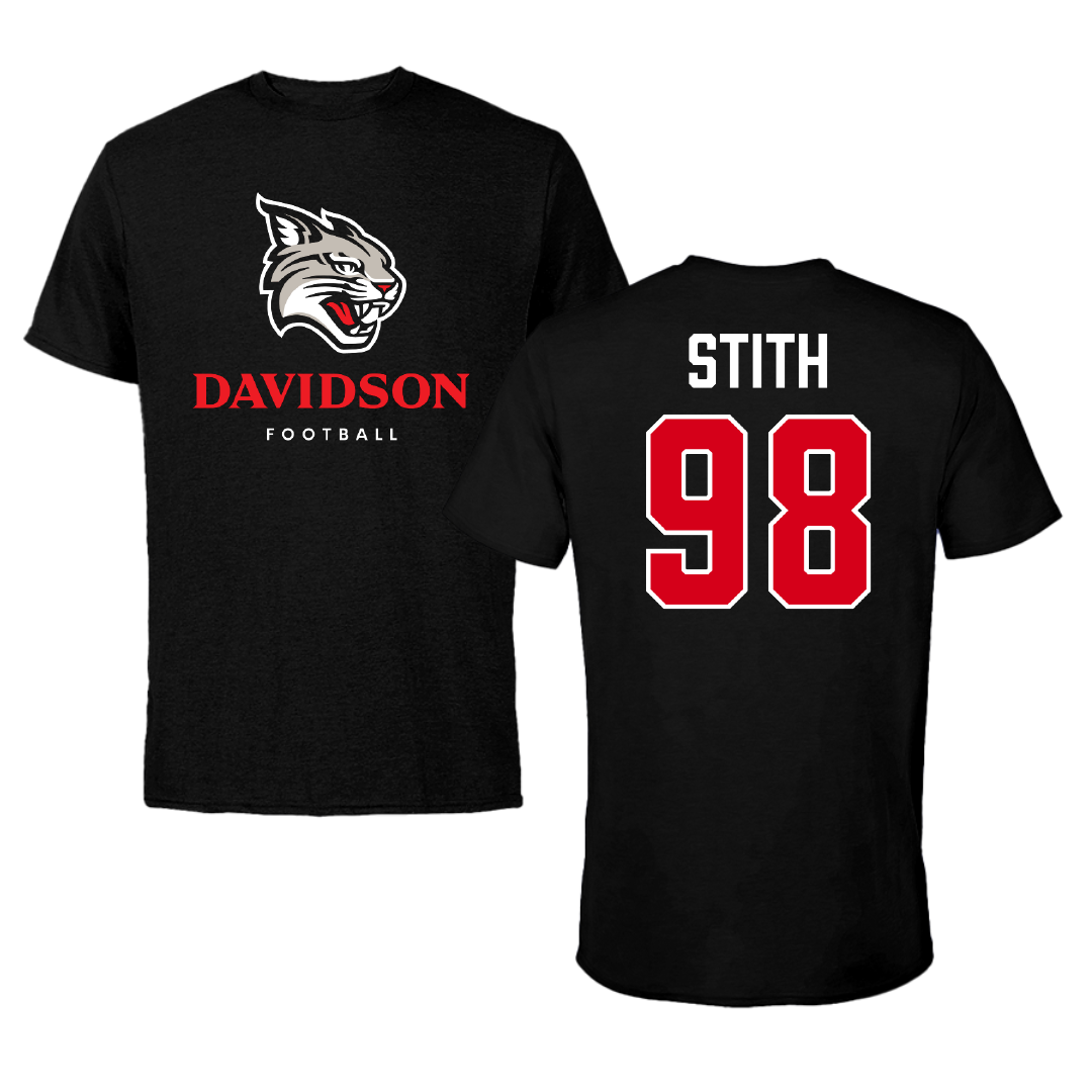 Davidson College Football Black Performance Tee - #98 Jeramy Stith