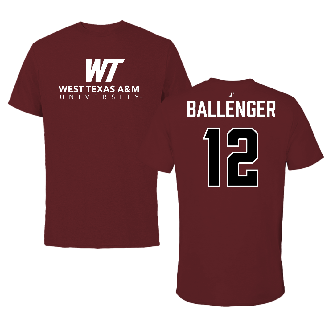 West Texas A&M University Soccer (M) Maroon Performance Tee - #12 Joe Ballenger