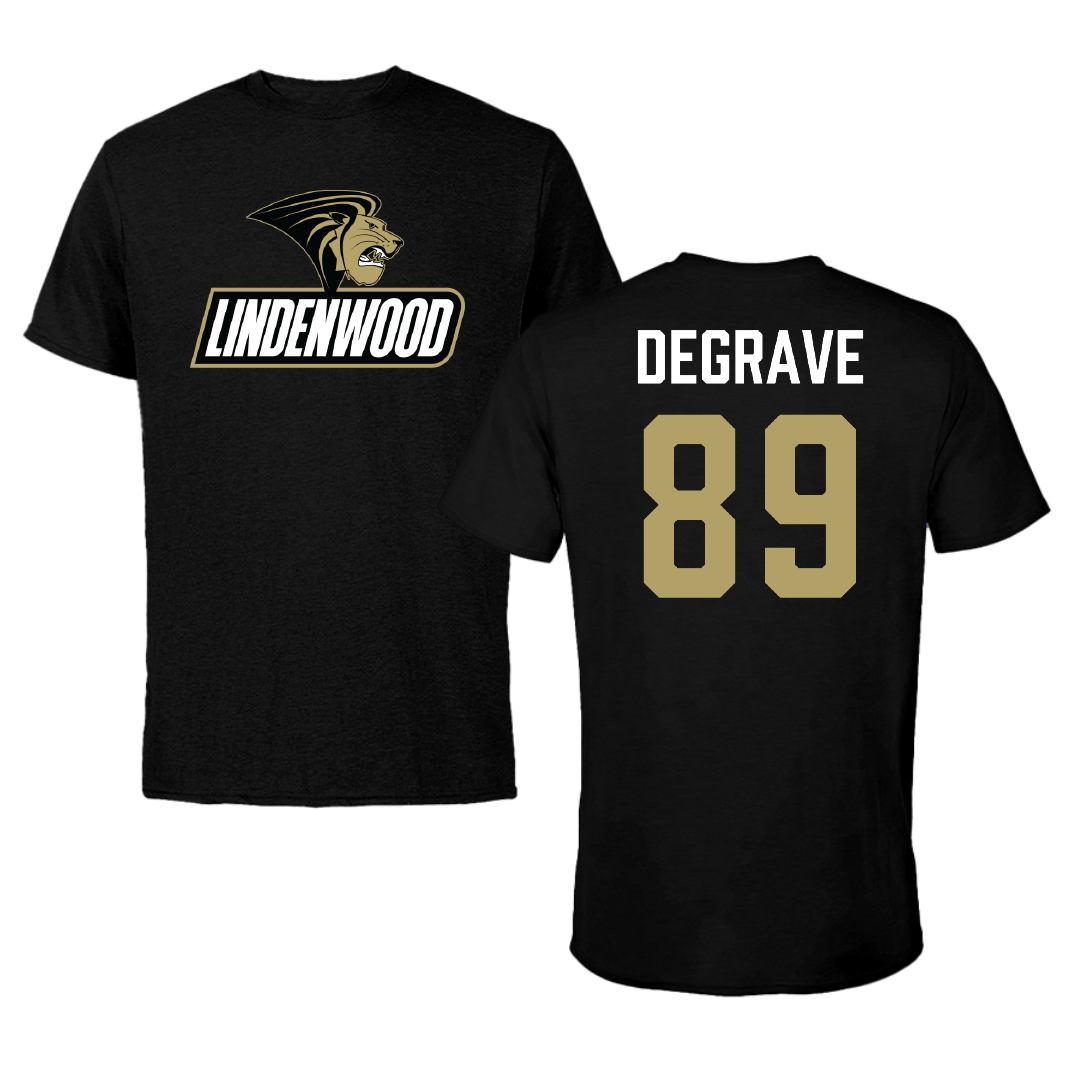 Lindenwood University Football Black Performance Tee - #89 Waylon DeGrave