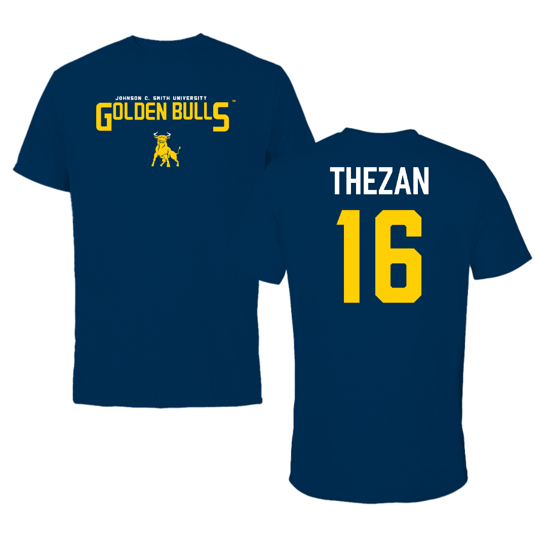 Johnson C. Smith University Football Navy Performance Tee - #16 Malik Thezan