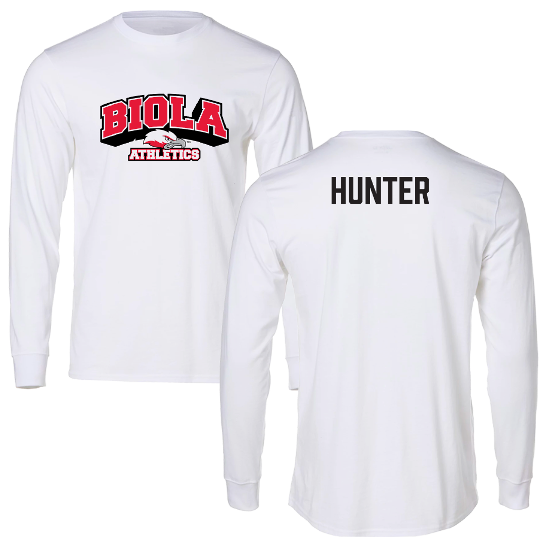 Biola University TF and XC White Performance Long Sleeve - Caden Hunter