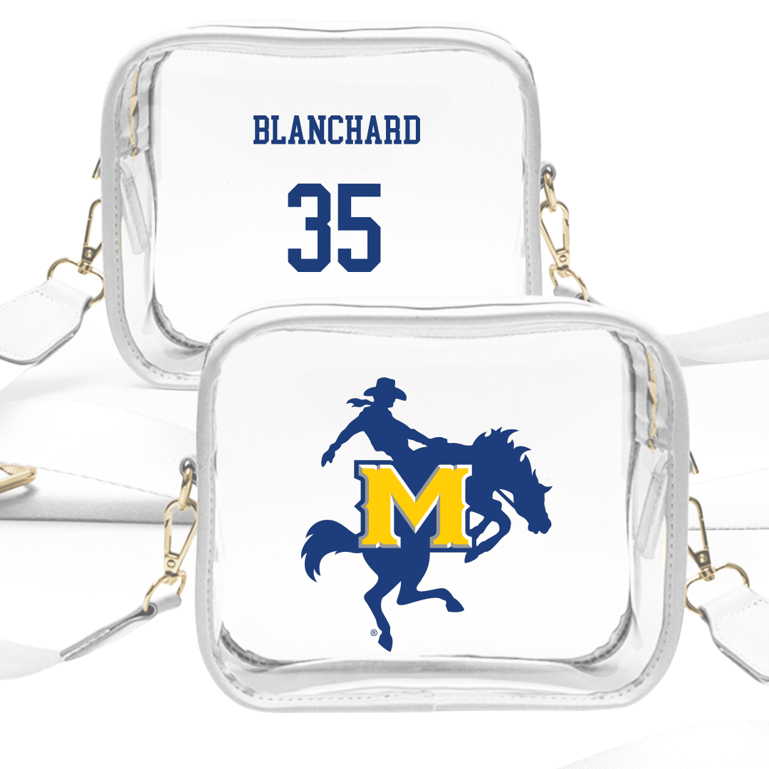 McNeese State University Baseball White Clear Stadium Bag - #35 Garett Blanchard