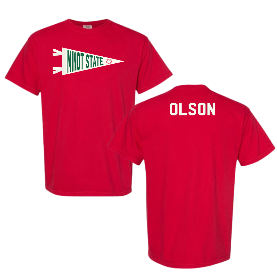 Minot State University Golf Red Pennant Comfort Colors Tee - Gage Olson