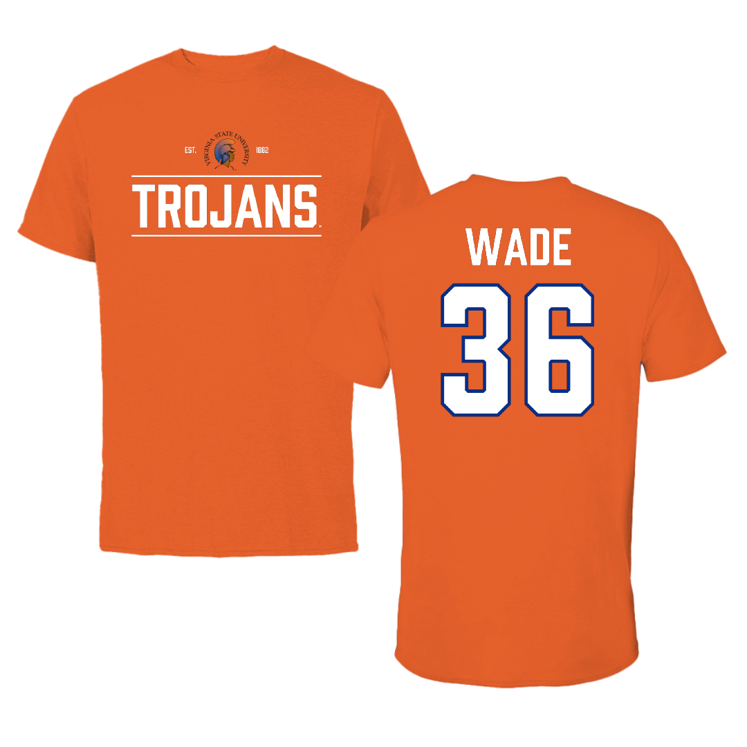 Virginia State University Football Orange General Tee - #36 Devonte Wade
