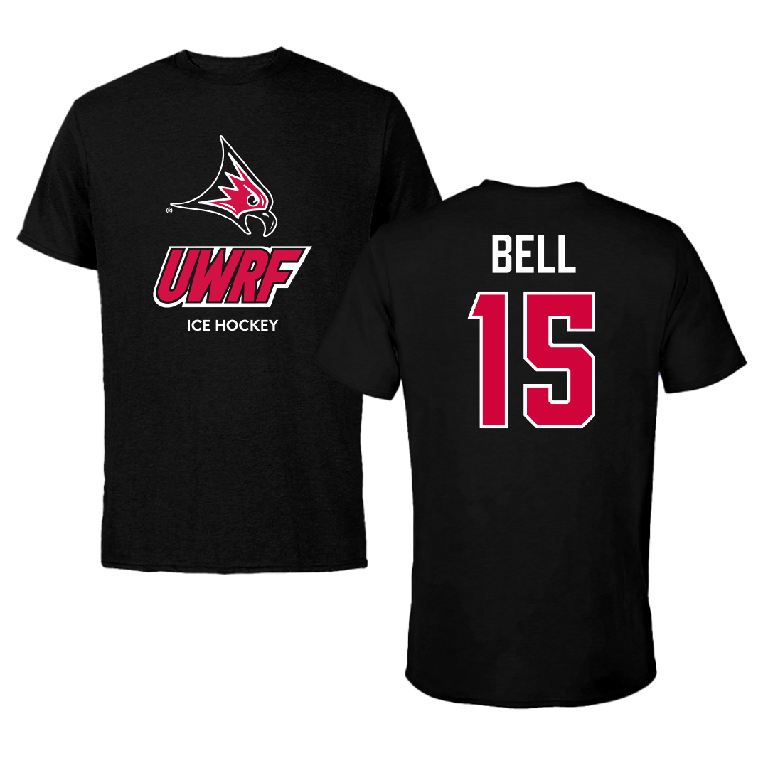 University of Wisconsin-River Falls Ice Hockey (W) Black Tee - #15 Katherine Bell