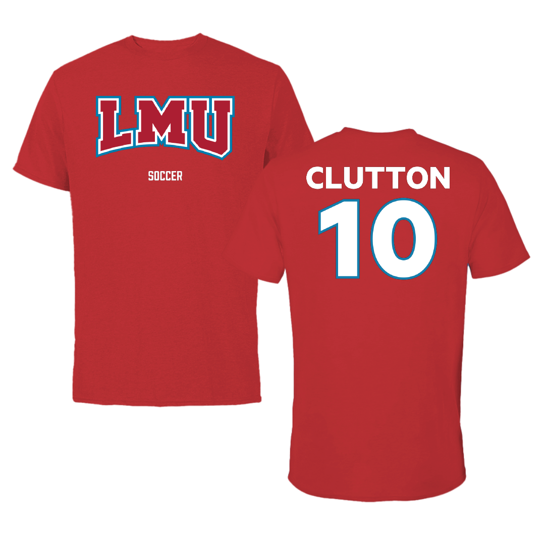 Loyola Marymount University Soccer (M) Red Tee - #10 Lewis Clutton