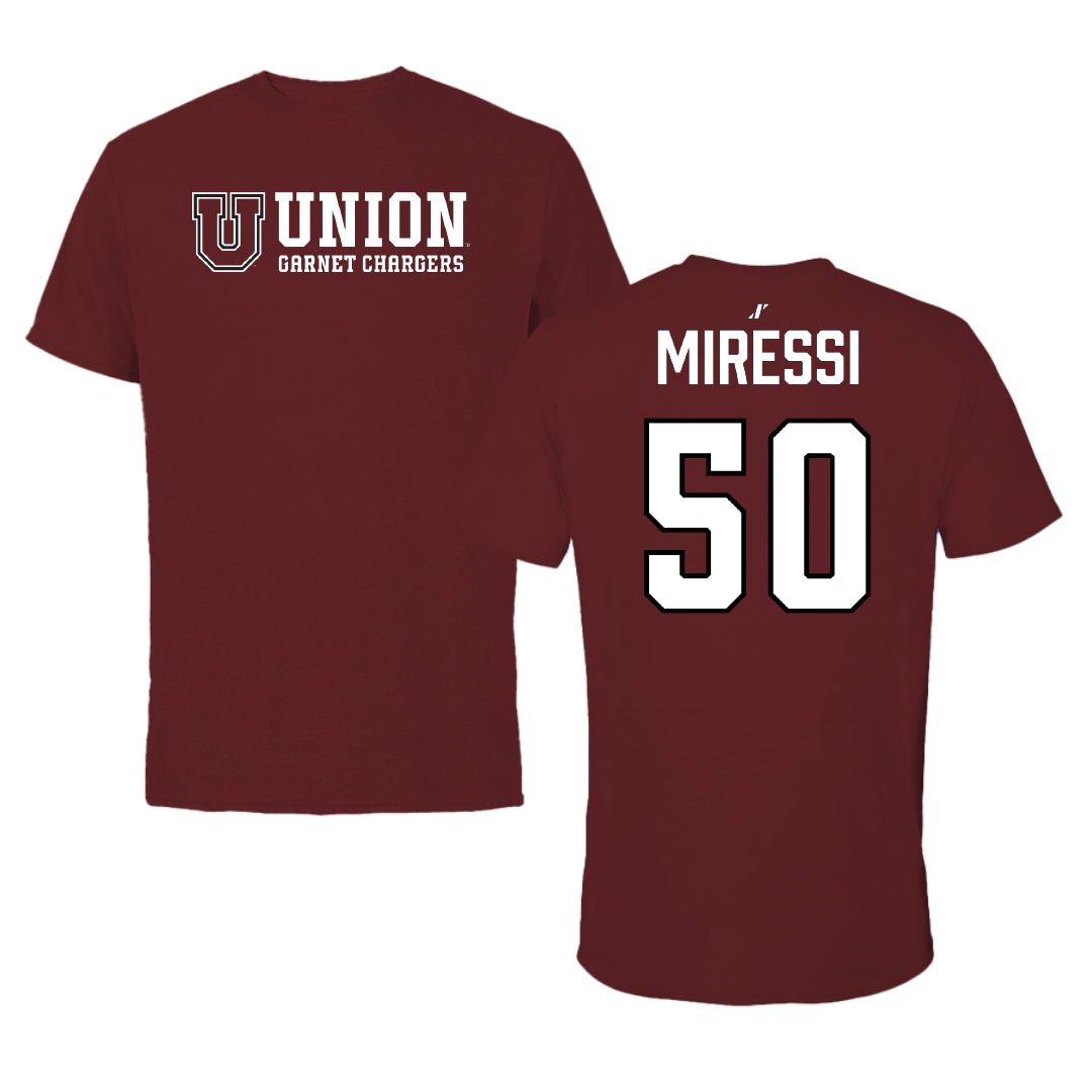 Union College Baseball Maroon General Tee - #50 Ryan Miressi