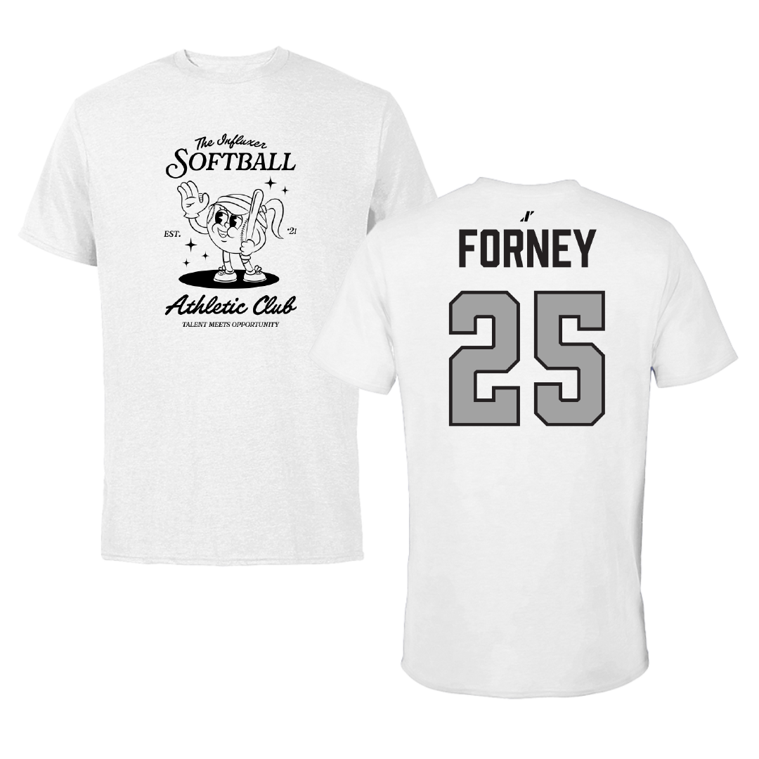 Softball White Influxer Athletic Club Tee - #25 Kylie Forney