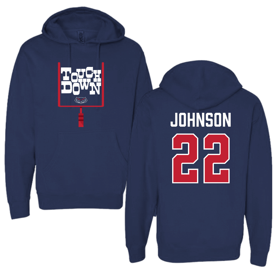 Florida Atlantic University Football Navy Touchdown Hoodie - #22 Lawrence Johnson