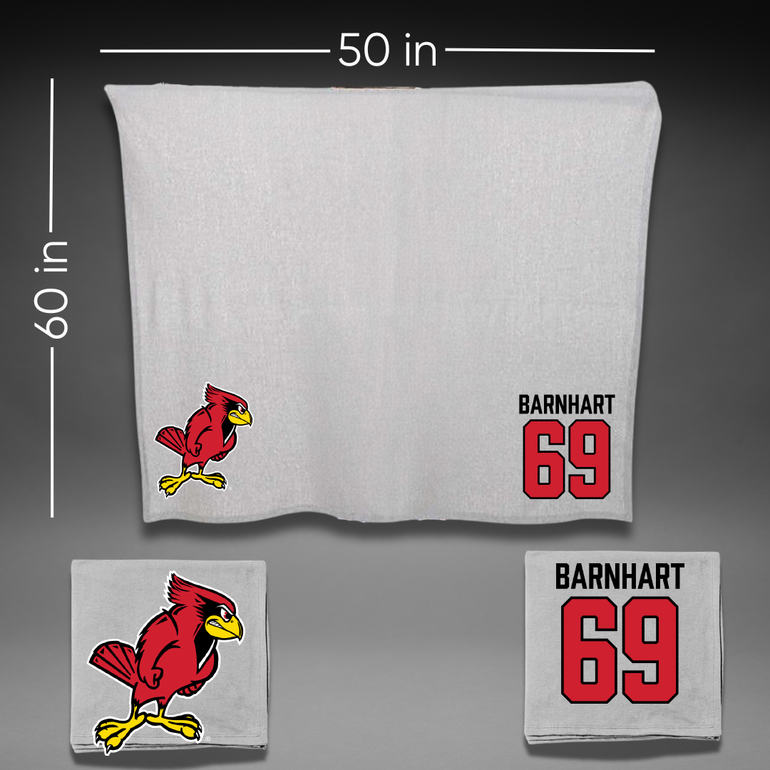 Illinois State University Football Gray Blanket - #69 Micah Barnhart