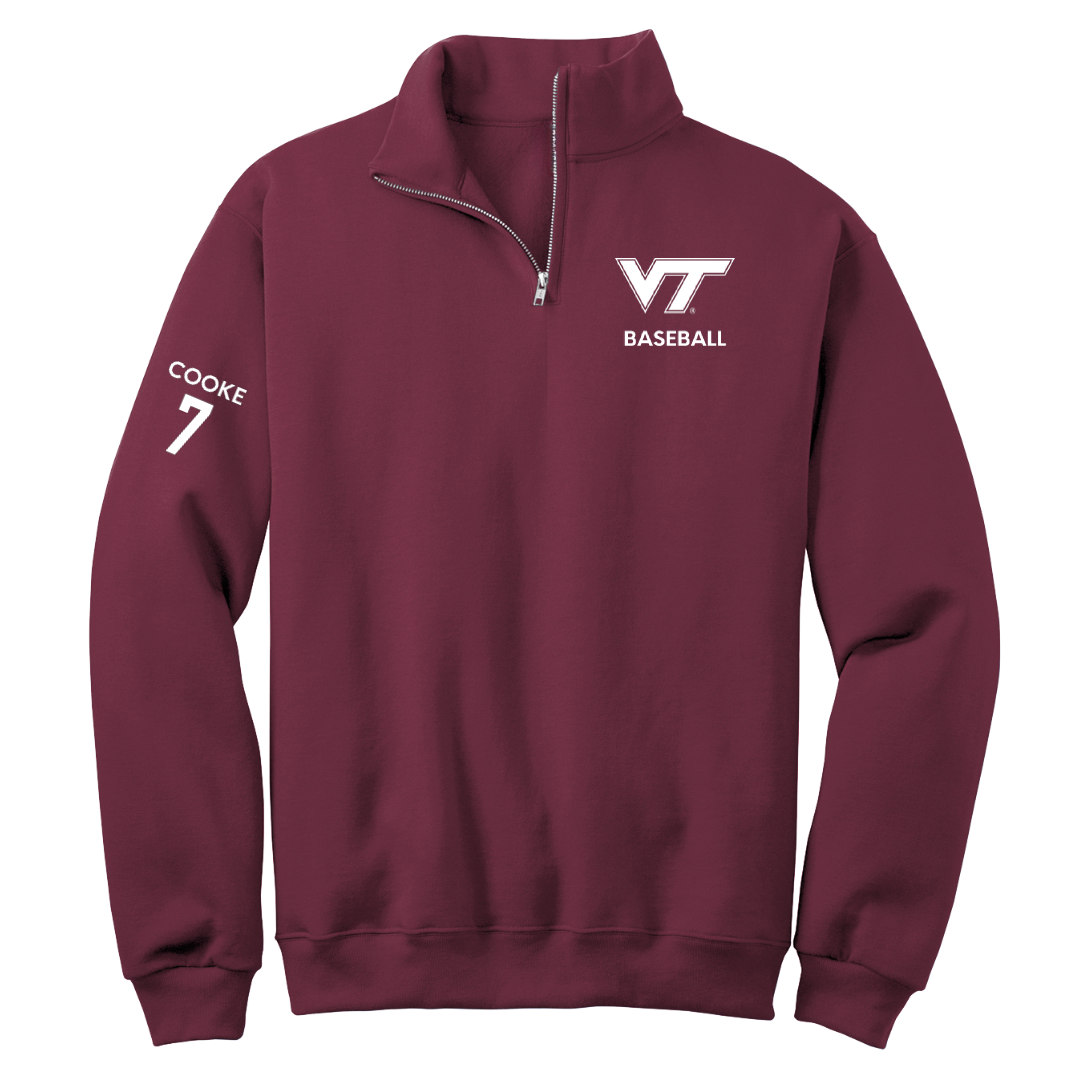 Virginia Tech Baseball Maroon Quarter-Zip - #7 Henry Cooke