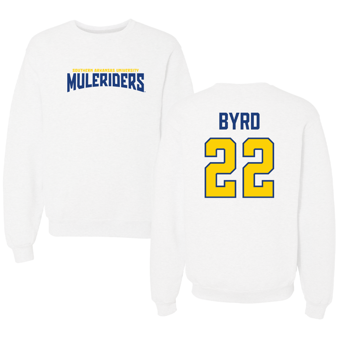 Southern Arkansas University Softball White Classic Crewneck - #22 Corie Byrd