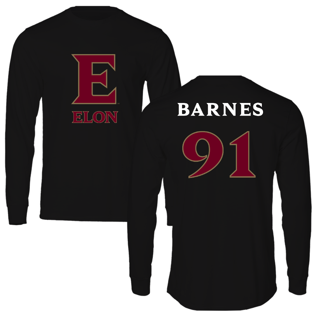 Elon University Football Black Performance Long Sleeve - #91 Luke Barnes