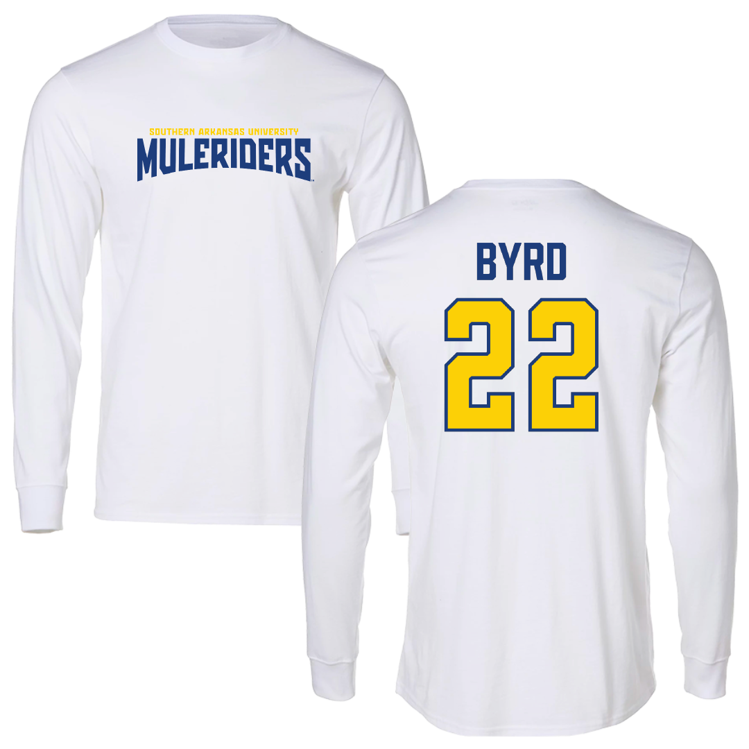 Southern Arkansas University Softball White Classic Performance Long Sleeve - #22 Corie Byrd