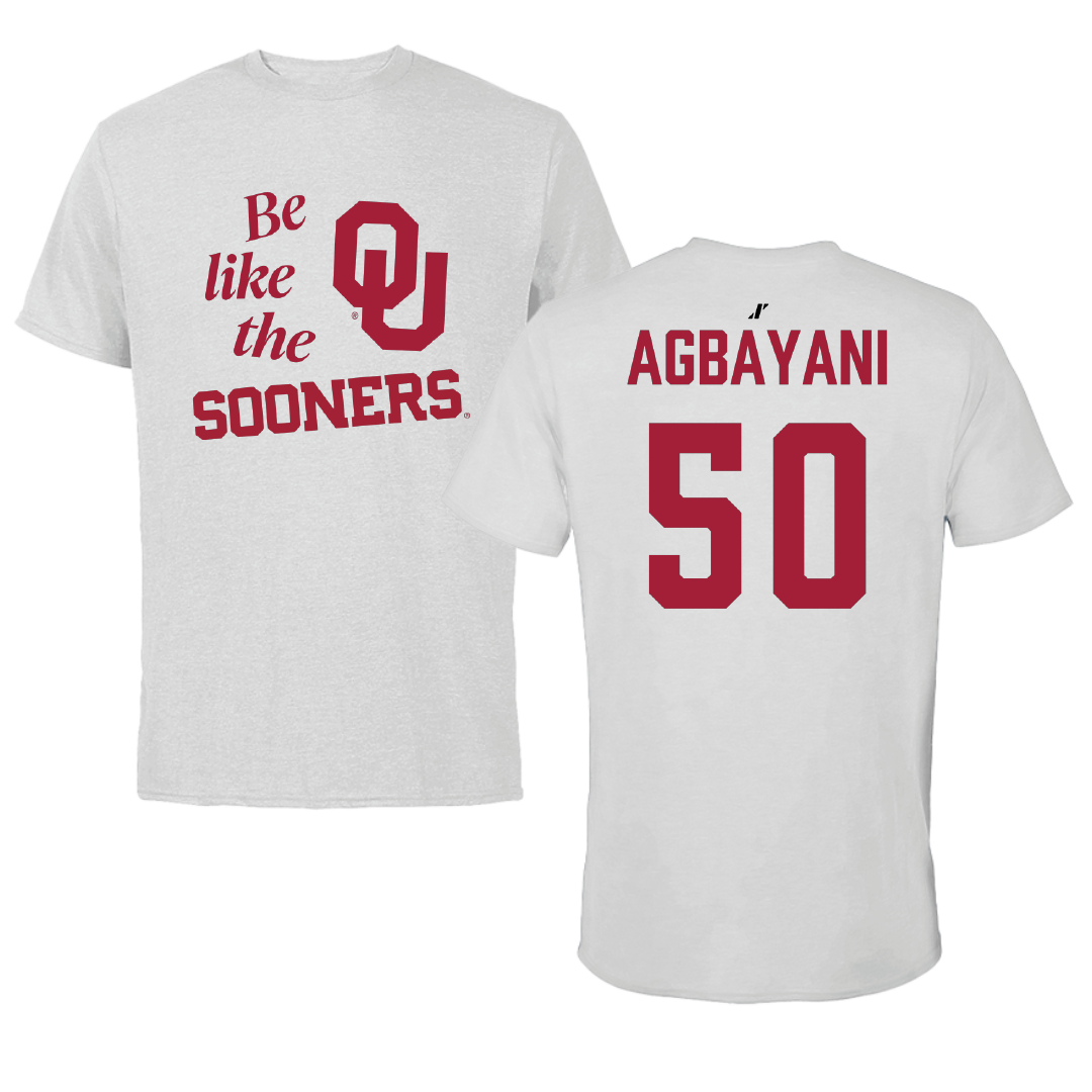 University of Oklahoma Softball Light Gray Be Like Us Performance Tee - #50 Ailana Agbayani