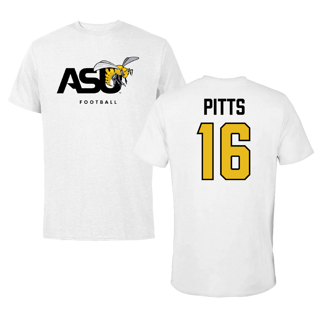 Alabama State University Football White ASU Tee - #16 Christian Pitts