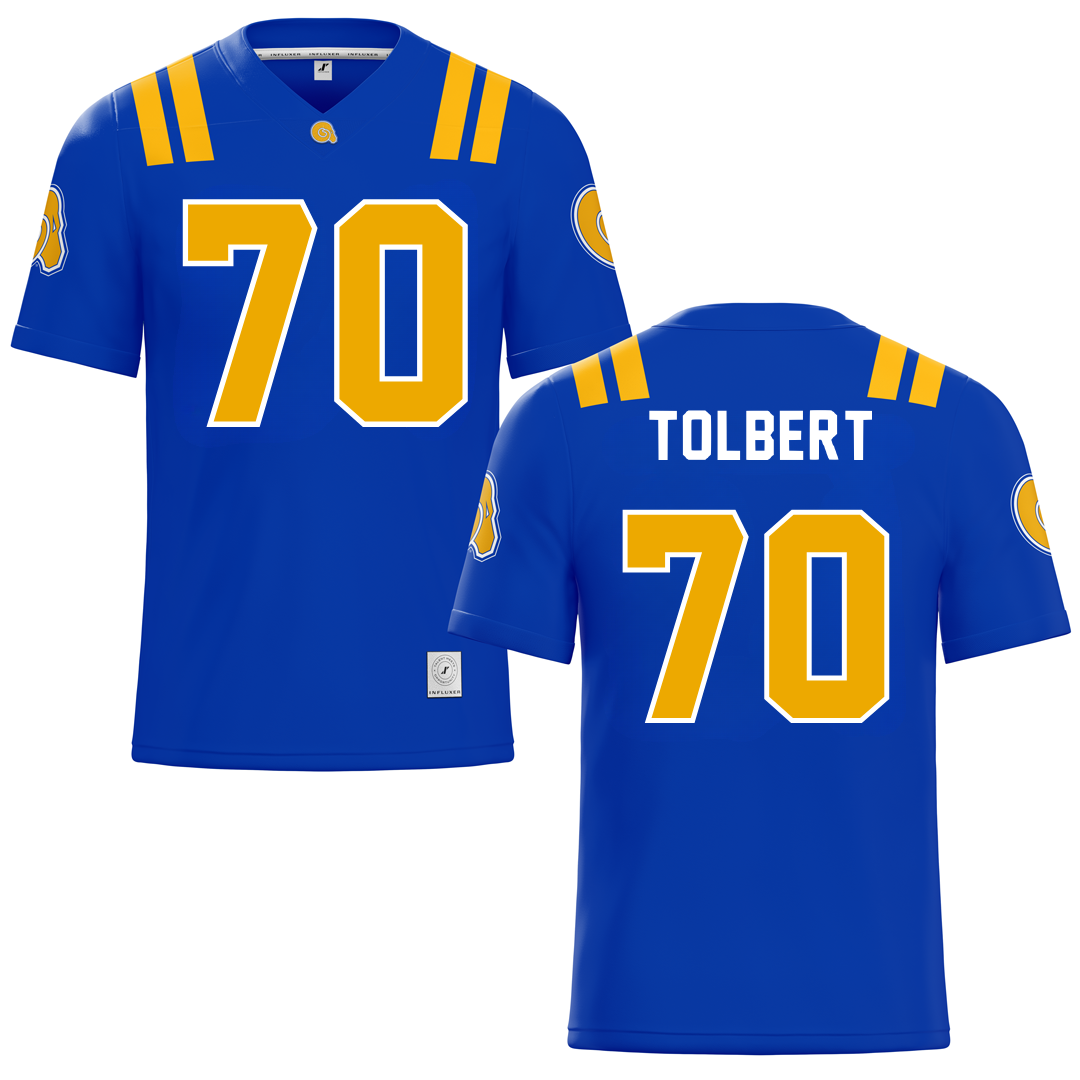 Albany State University Blue Football Jersey - #70 Stanley Tolbert