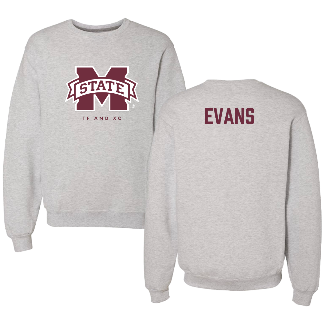 Mississippi State University TF and XC Gray Crewneck - Kai Evans