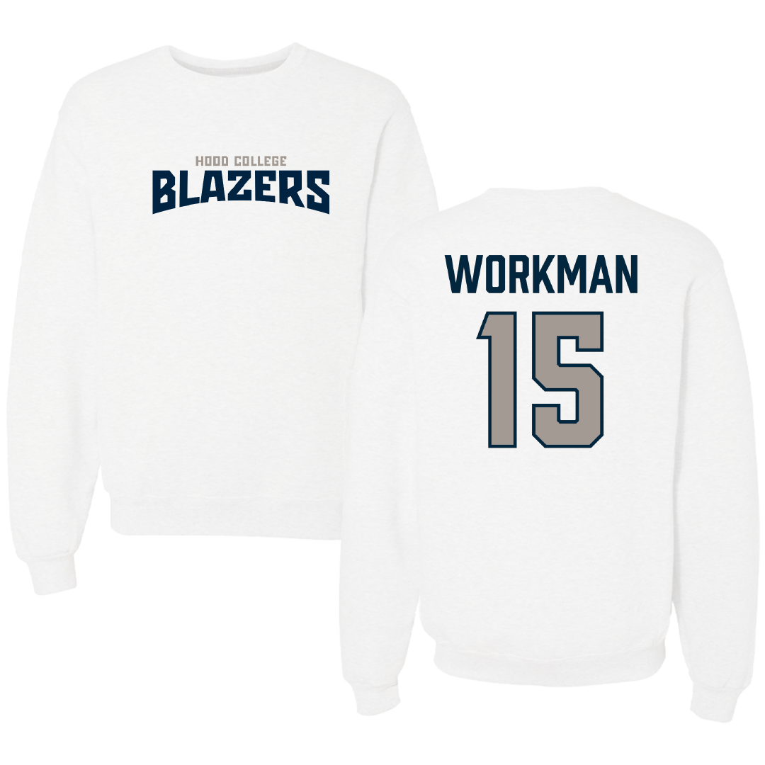 Hood College Lacrosse (M) White Classic Crewneck - #15 Deegan Workman