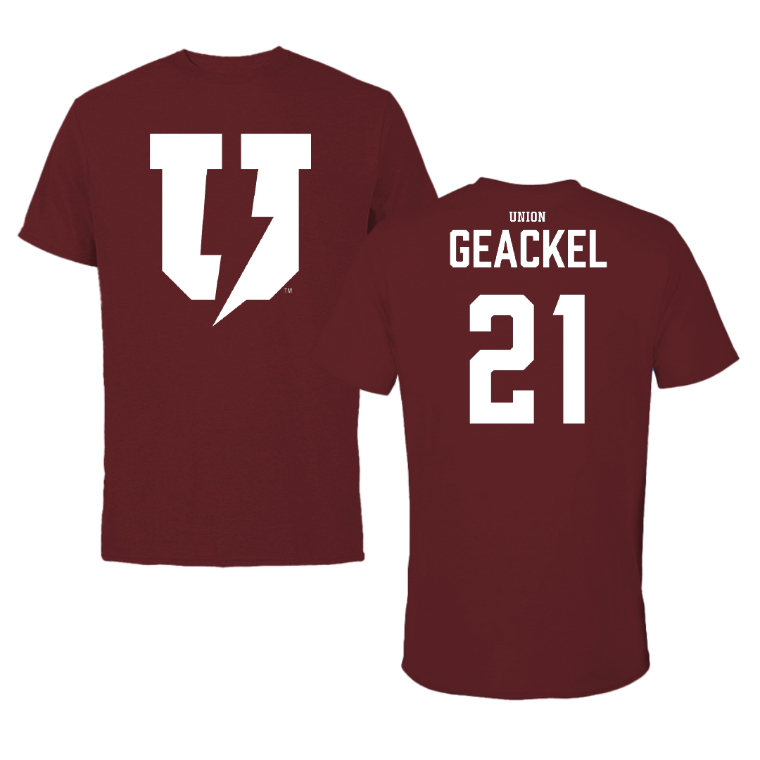 Union College Softball Maroon Tee - #21 Sarah Geackel