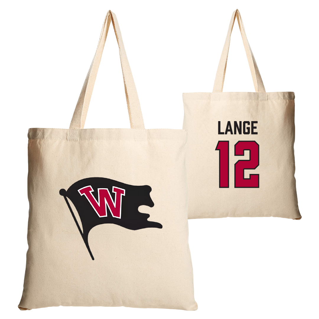 Whitworth University Volleyball Tan Canvas Tote Bag - #12 Megan Lange