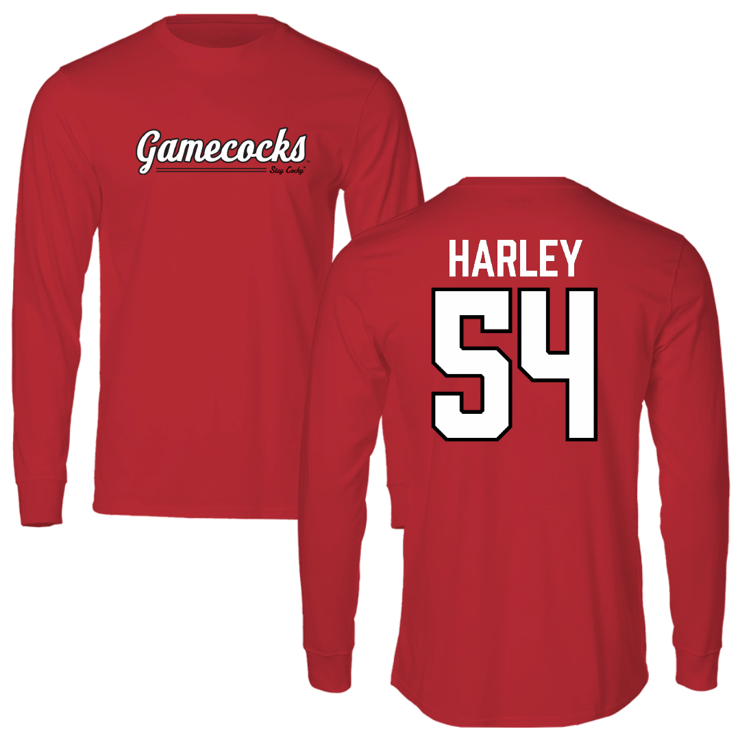 Jacksonville State University Football Red General Performance Long Sleeve - #54 Daveion Harley
