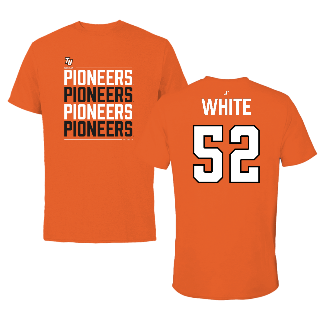 Tusculum University Football Orange General Tee - #52 Johnathan White