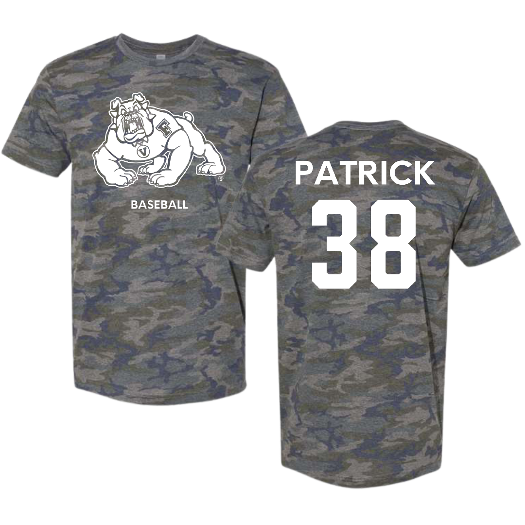 Fresno State University Baseball Vintage Camo Tee - #38 Tyler Patrick