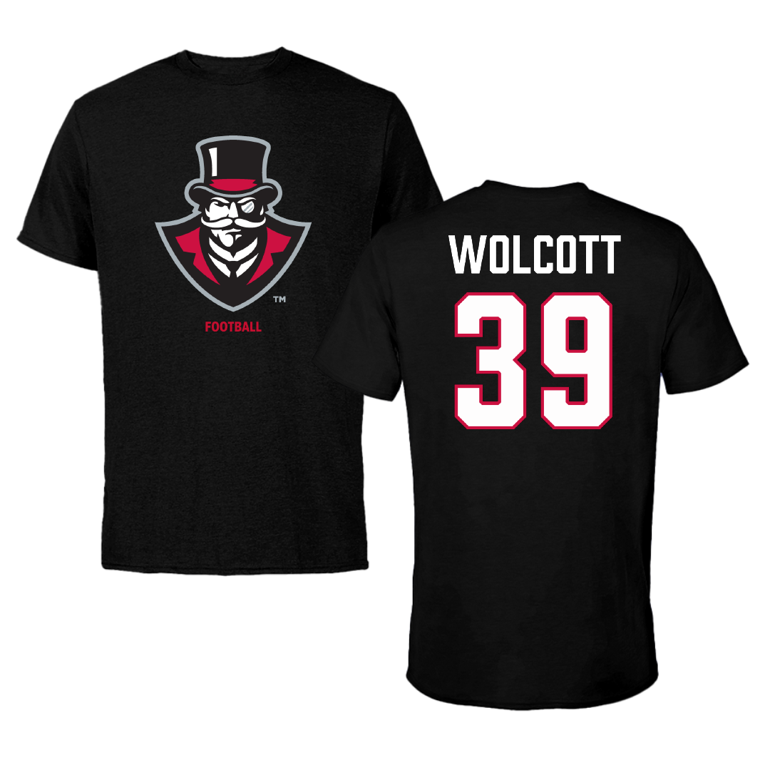 Austin Peay State University Football Black Performance Tee - #39 Tyson Wolcott
