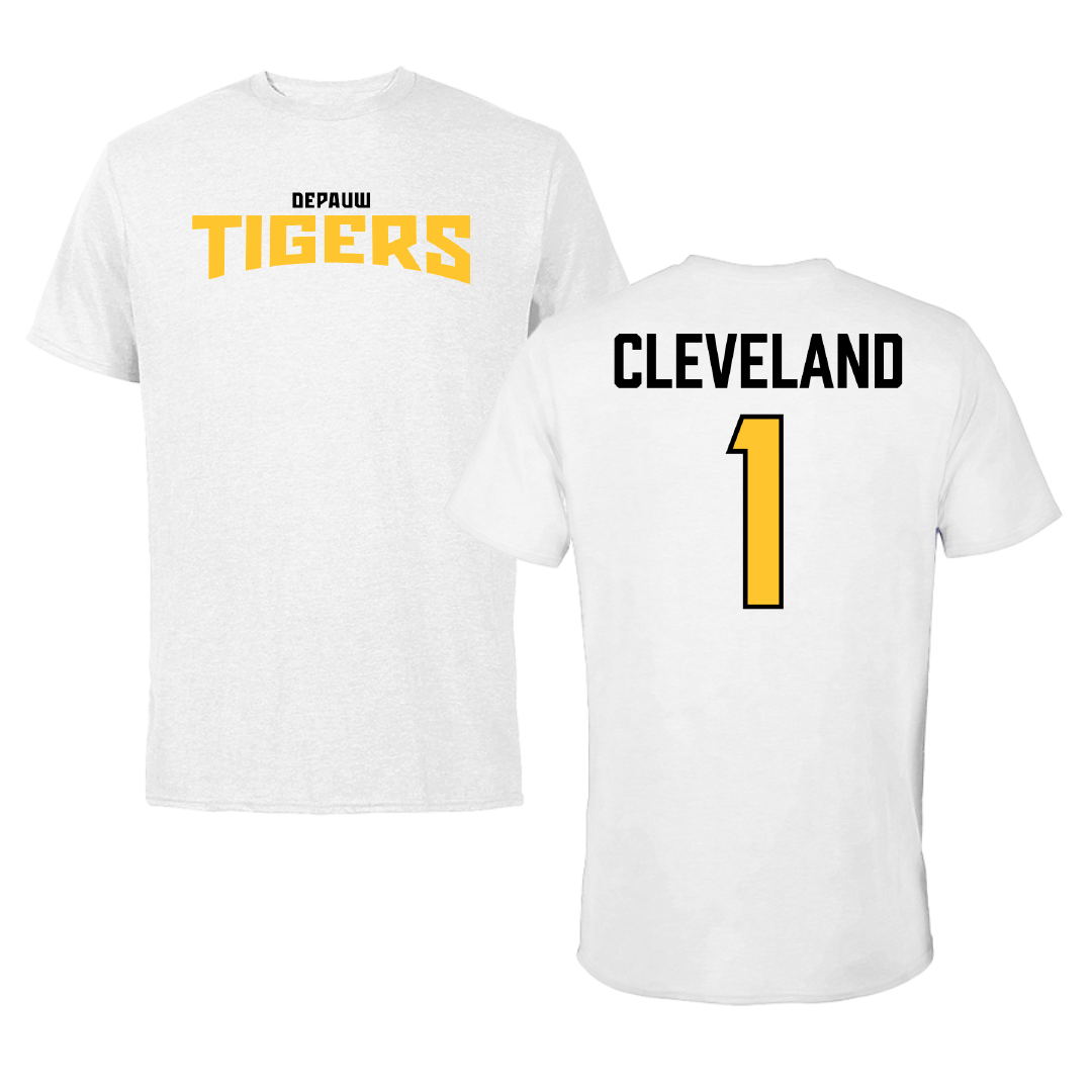 DePauw University Lacrosse White Classic Performance Tee - #1 Evan Cleveland