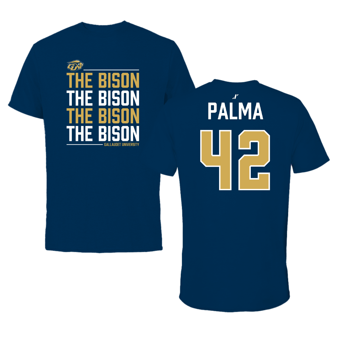 Gallaudet University Football Navy General Tee - #42 Larry Palma