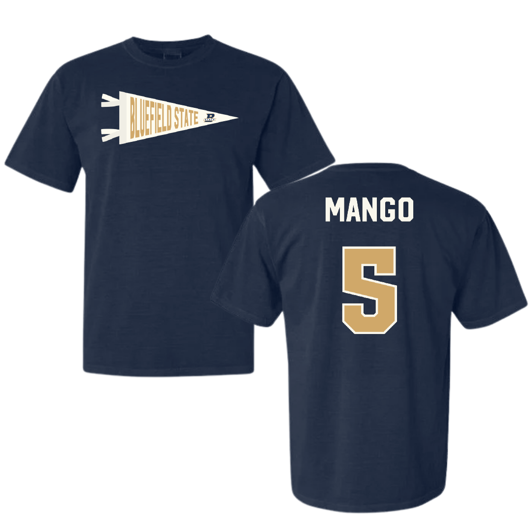 Bluefield State University Football Navy Pennant Comfort Colors Tee - #5 Gregory Mango
