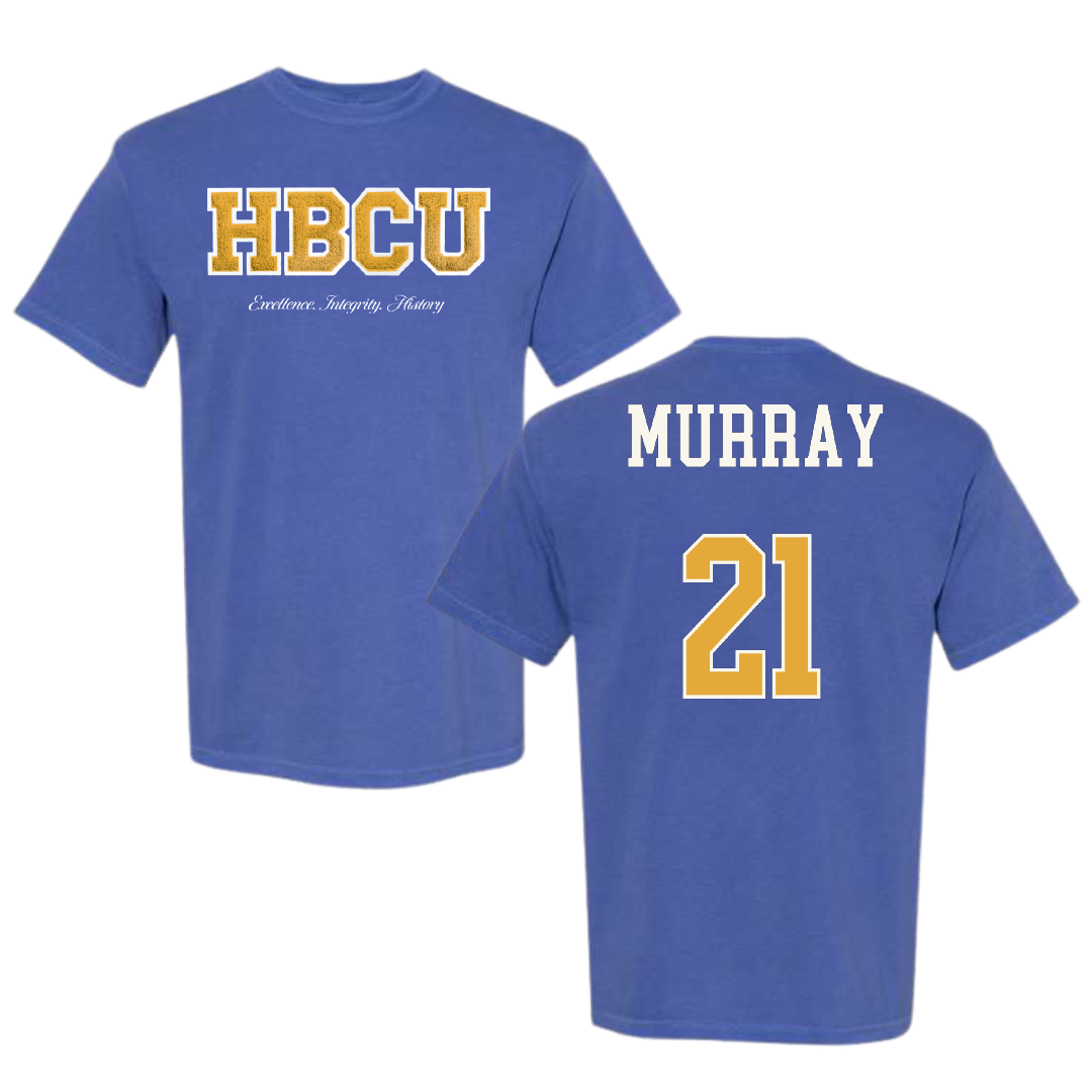 Albany State University Basketball (M) Blue HBCU Varsity Comfort Colors Tee - #21 Kaleb Murray