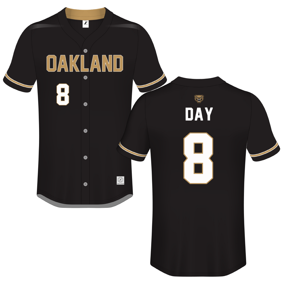 Oakland University Black Button-Down Jersey - #8 Lucas Day