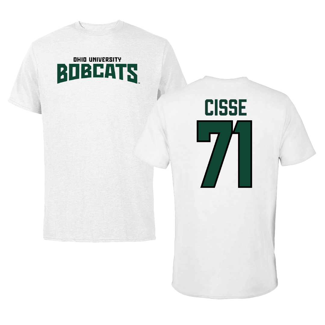Ohio University Football White Classic Performance Tee - #71 Tigana Cisse