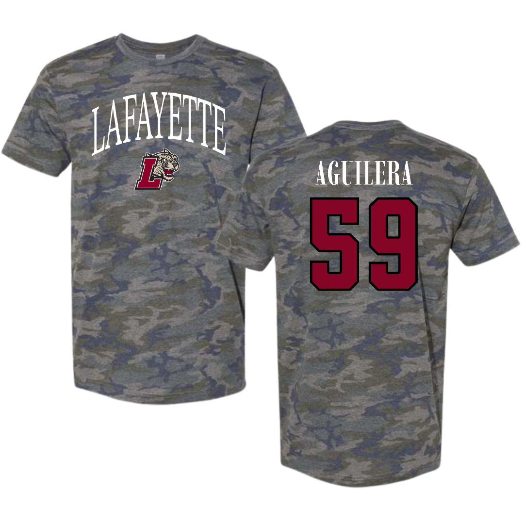 Lafayette College Football Vintage Camo Tee - #59 Dylan Aguilera