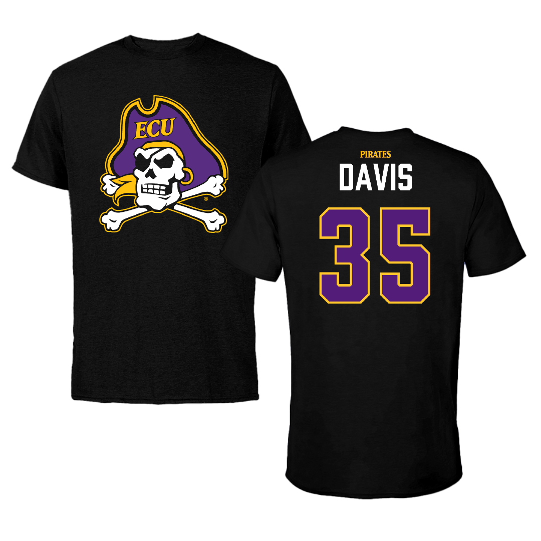 East Carolina University Football Black Performance Tee - #35 Kieran Davis