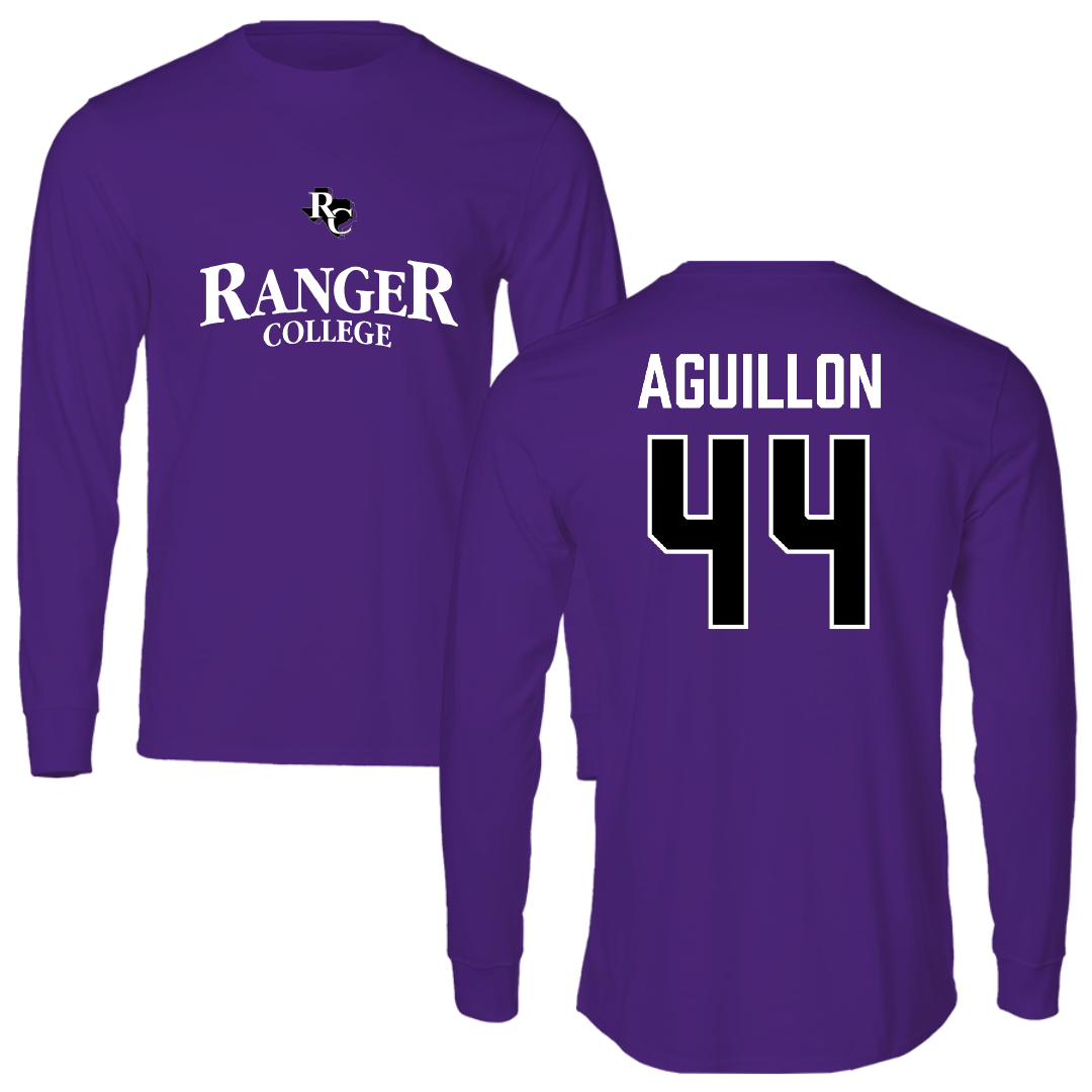 Ranger College Baseball Purple Performance Long Sleeve - #44 Leanyer Aguillon