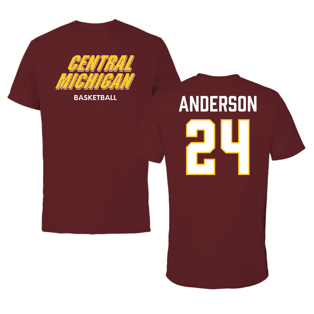 Central Michigan University Basketball (W) Maroon Performance Tee - #24 Taylor Anderson